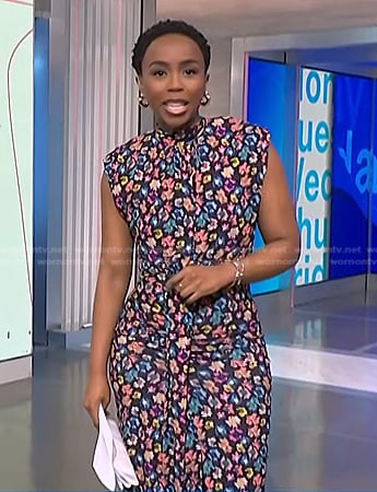 Zinhle’s floral ruched dress on NBC News Daily