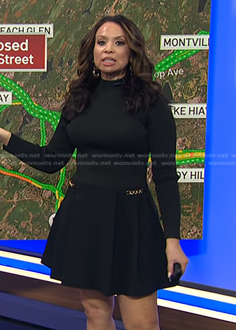 Adelle’s black chain detail mini dress on Today