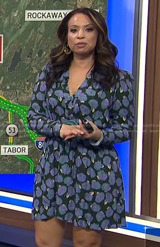 Adelle’s black and purple floral mini dress on Today