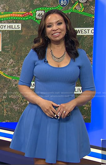 Adelle’s blue ribbed scoop neck mini dress on Today