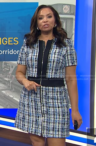 Adelle’s blue tweed zip dress on Today