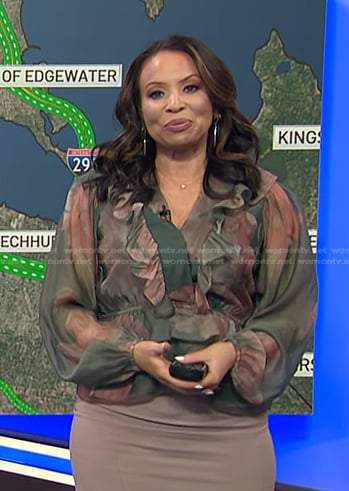 Adelle’s green floral ruffle blouse on Today