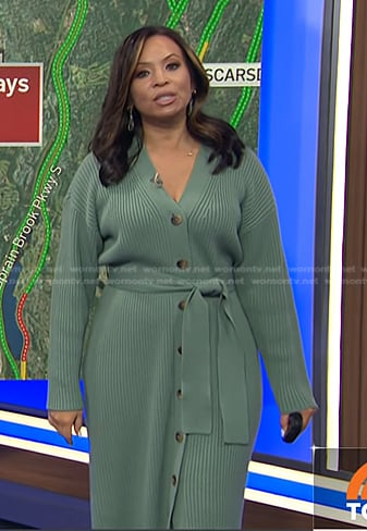 Adelle’s green ribbed cardigan dress on Today