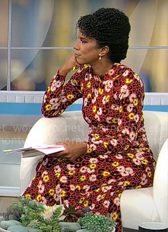 Adriana Diaz’s red floral maxi dress on CBS Mornings