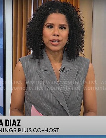 Adriana Diaz’s grey pinstripe vest on CBS Mornings