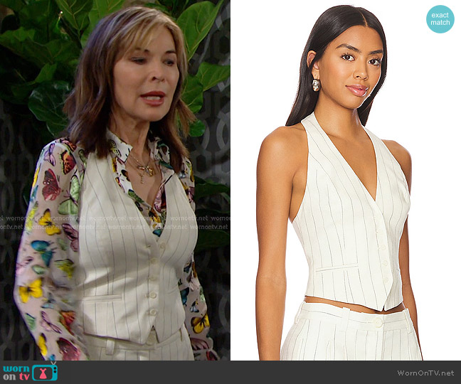 A.L.C. Woodson Vest in Cream & Black Stripe worn by Kate Roberts (Lauren Koslow) on Days of our Lives