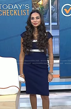 Alessandra Colón’s navy square neck cap sleeve dress on Today