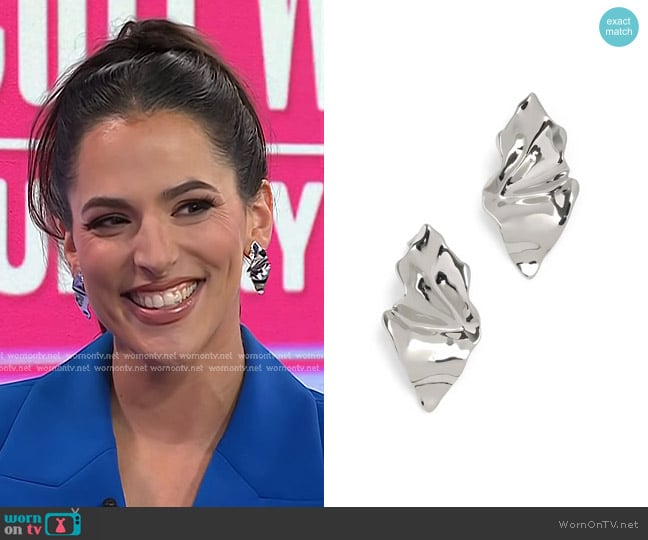 Alexis Bittar Crumpled Drop Earrings in Silver worn by Janelle Lam on Today