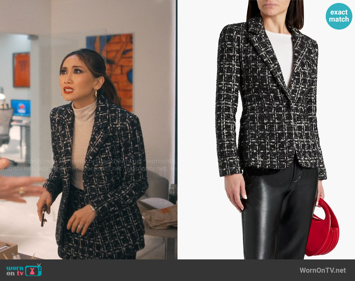 Alice + Olivia Macey Tweed Blazer worn by Ali Lee (Brenda Song) on Running Point