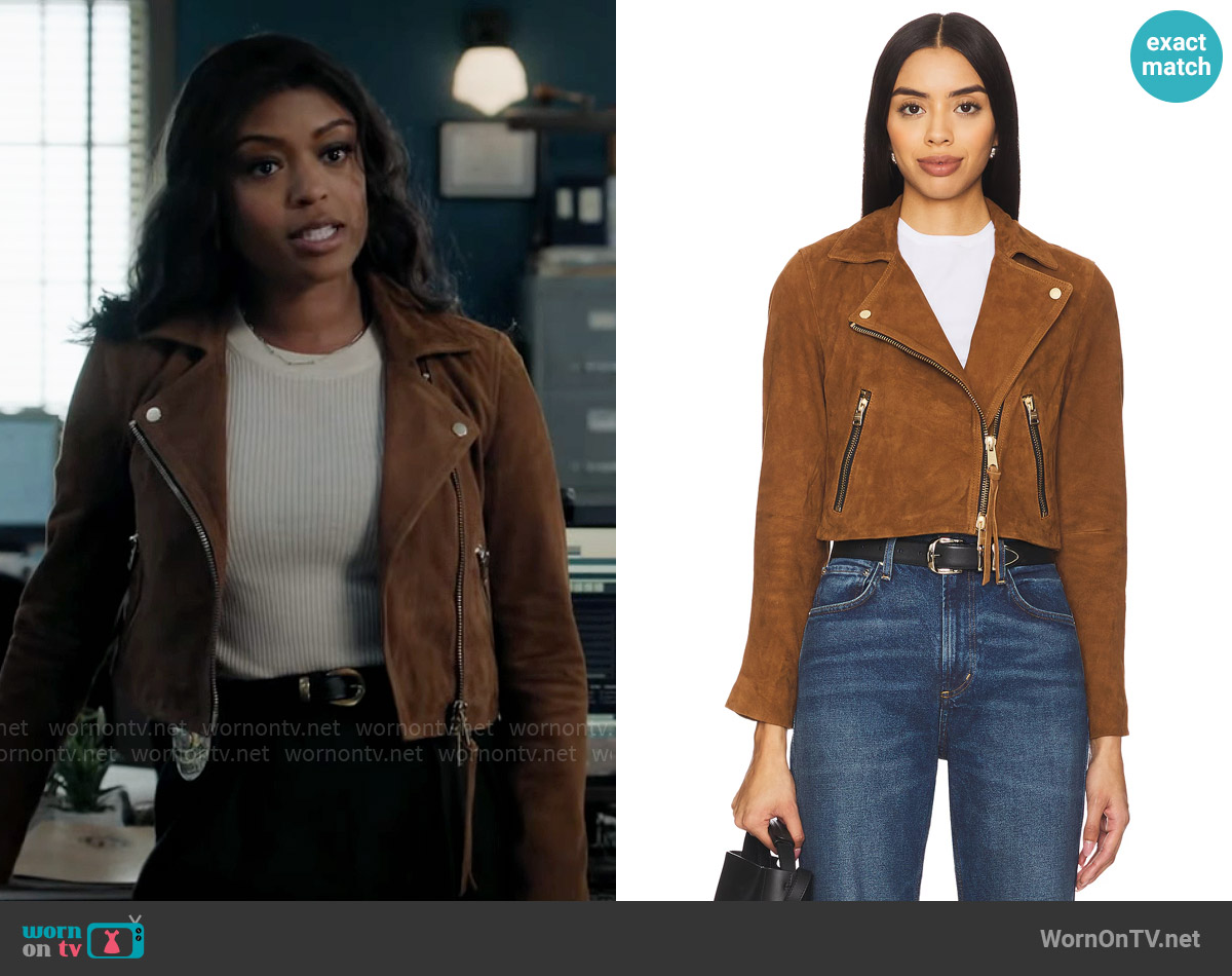 All Saints Dalby Crop Jacket in Sugar Brown worn by Daphne (Javicia Leslie) on High Potential