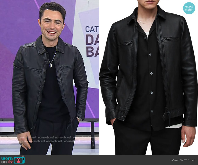 All Saints Luck Slim Fit Leather Jacket worn by Darren Barnet on Today