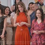 Amanda’s red asymmetric dress on Cobra Kai