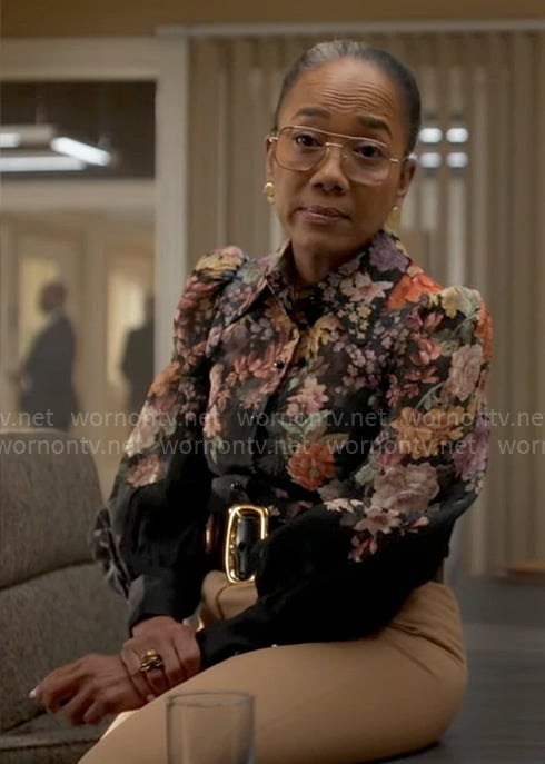 Amanda’s floral button down blouse on Will Trent