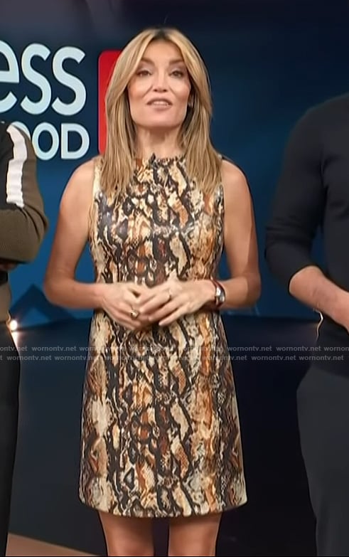 Kit’s snake skin print mini dress on Access Hollywood
