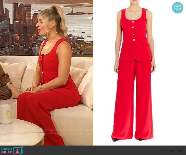 Amanda Uprichard Kya Sleeveless Wide Leg Jumpsuit worn by Sabrina Brier on The Drew Barrymore Show
