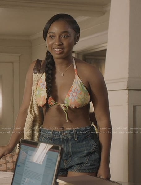 Amina’s denim shorts and bikini top on All American