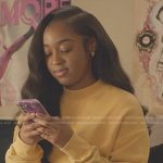 Amina’s yellow raw hem cropped sweatshirt on All American