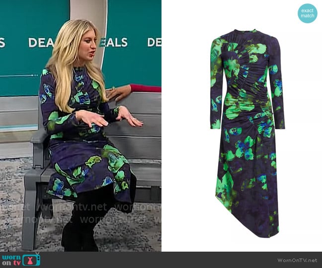 Amur Milani Dress in Bubble Coral worn by Ashley Bellman on CBS Mornings