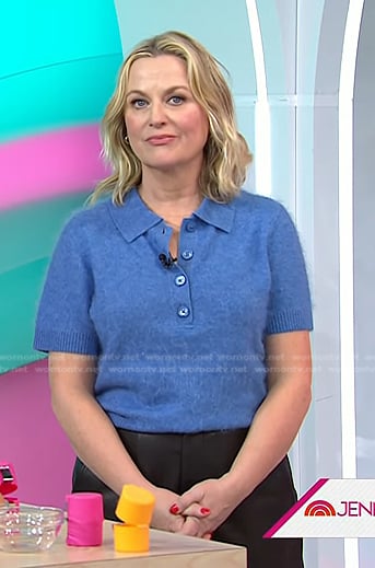 Amy Poehler’s blue polo sweater on Today