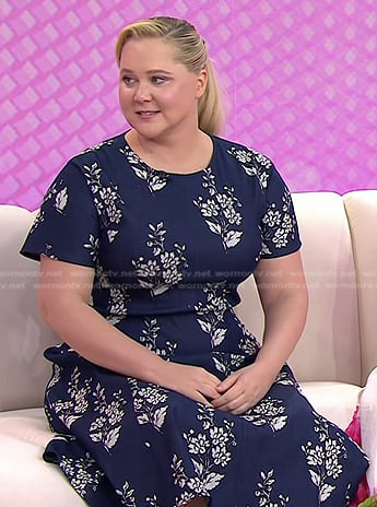 Amy Schumer’s navy floral print dress on Today