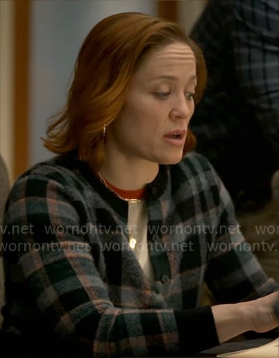 Angie’s grey plaid cardigan on Will Trent