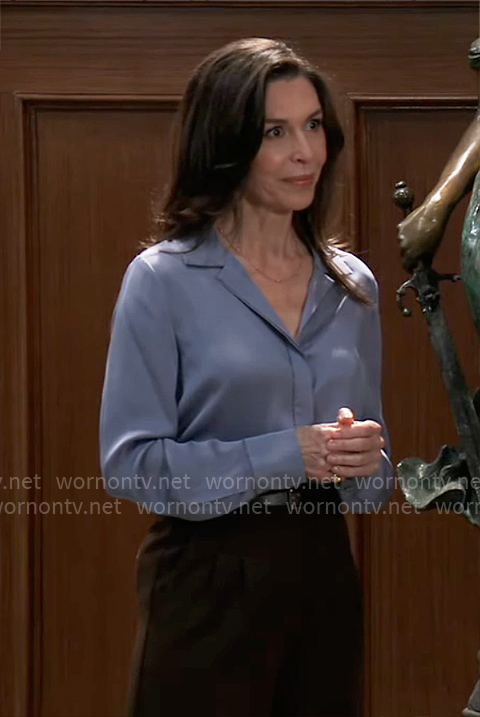 Anna’s blue button down blouse on General Hospital