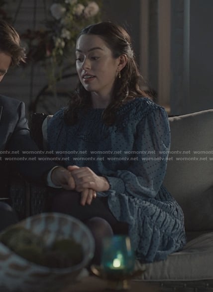 Annie’s blue polka dot print dress on Sweet Magnolias