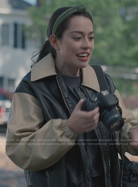 Annie’s colorblock leather jacket on Sweet Magnolias