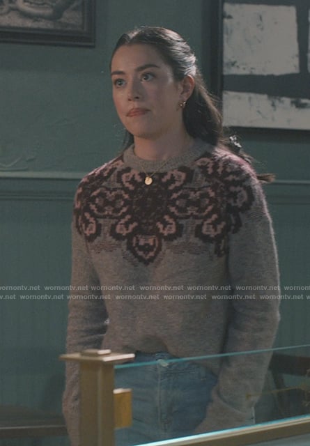 Annie’s floral print sweater on Sweet Magnolias