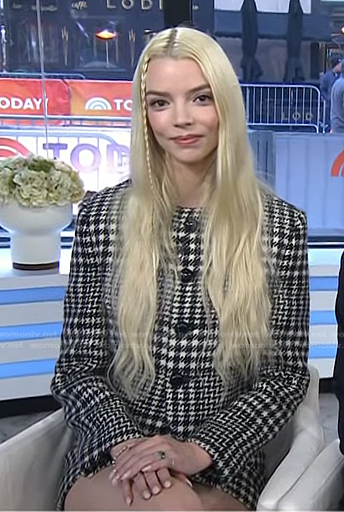 Anya Taylor-Joy’s houndstooth jacket and mini skirt on Today