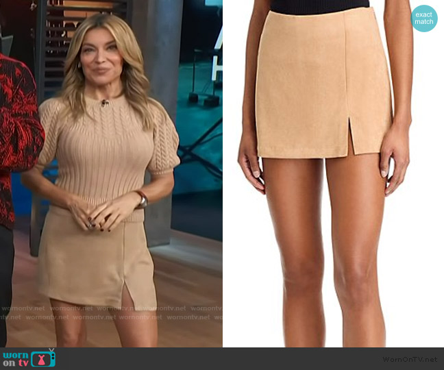 Aqua Faux Suede Skort worn by Kit Hoover on Access Hollywood