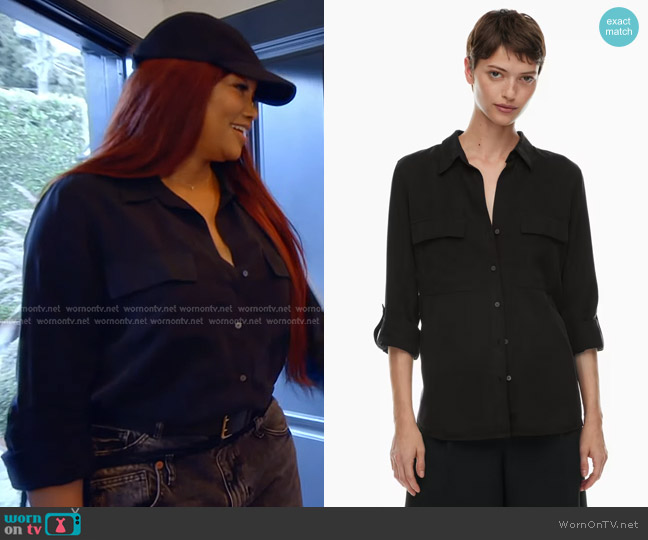 Babaton Utility Shirt in Gd Black worn by Garcelle Beauvais on The Real Housewives of Beverly Hills