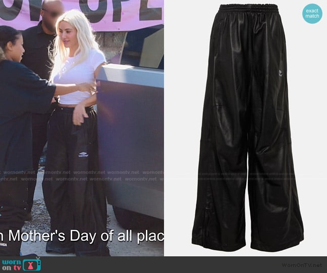 Balenciaga Wide-leg leather pants worn by Kim Kardashian (Kim Kardashian) on The Kardashians