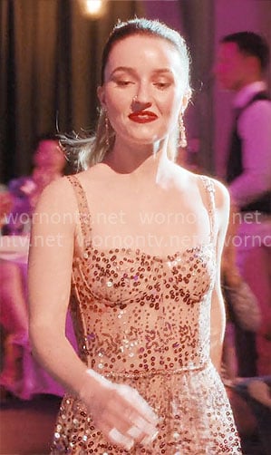 Belle Gibson’s sequin bustier gown on Apple Cider Vinegar