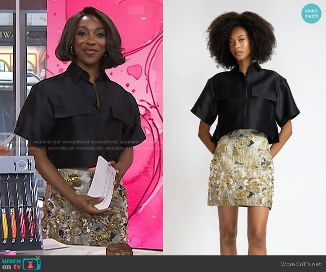 Bibhu Mohapatra Embroidered Marble Baroque High Waisted Mini Skirt worn by Ego Nwodim on Today