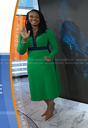 Blayne Alexander’s green contrast trim dress on Today