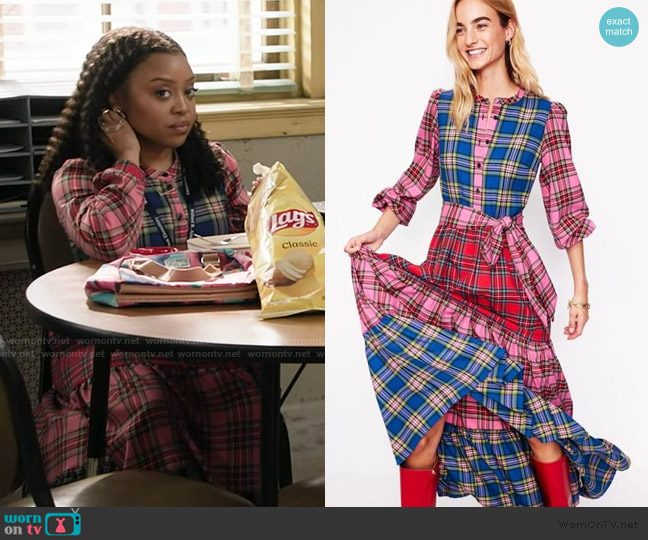 Boden Alba Check Maxi Dress worn by Janine Teagues (Quinta Brunson) on Abbott Elementary