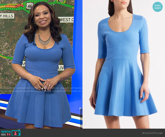 Boss Frankina Rib Sweater Dress in Cornflower worn by Adelle Caballero on Today
