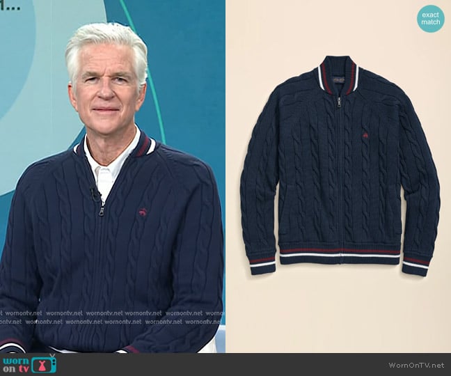 Brooks Brothers Supima Cotton Tennis Sweater Jacket worn by Matthew Modine on Today