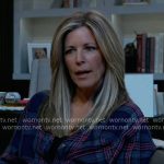 Carly’s navy and pink plaid shirt on General Hospital