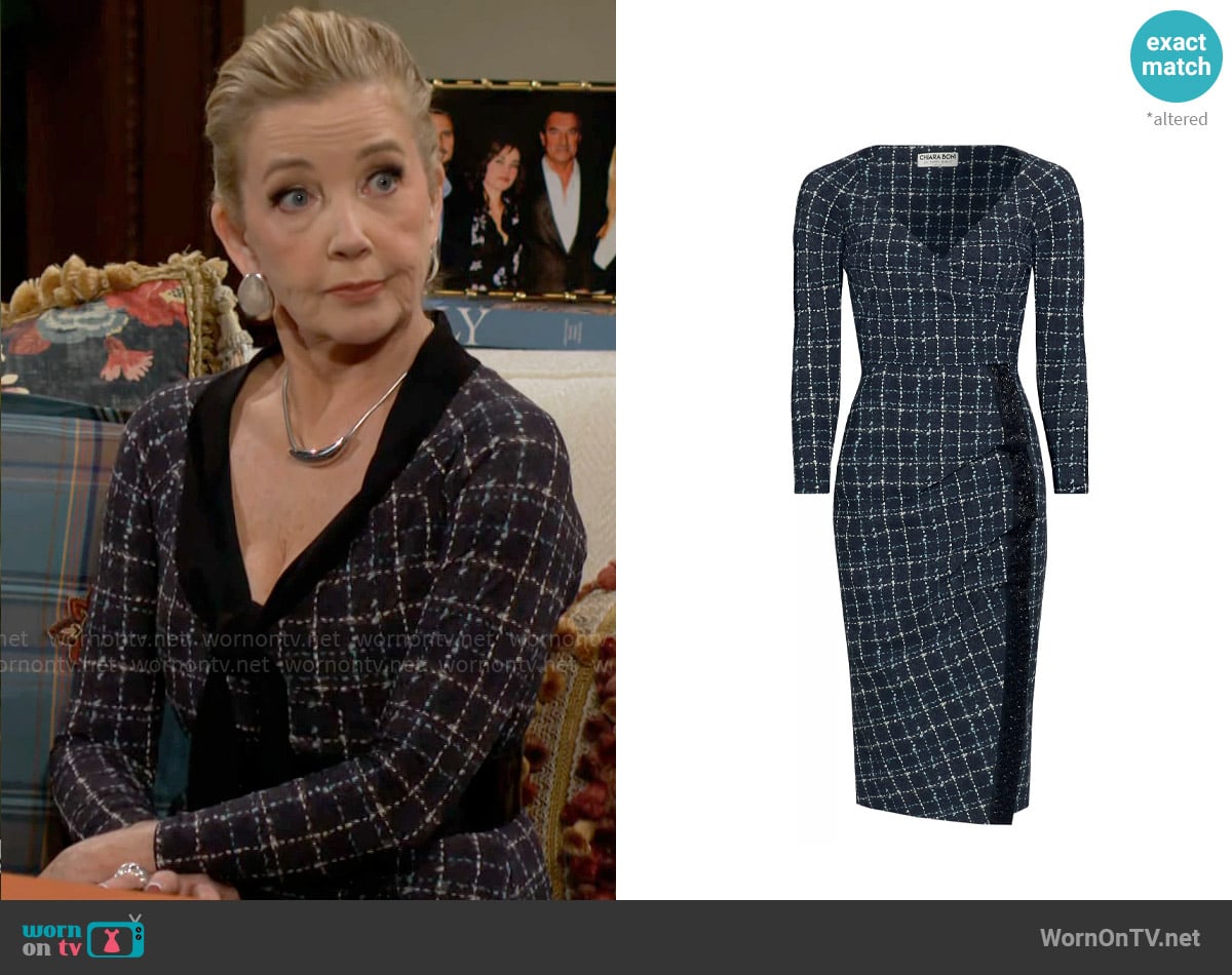 Chiara Boni La Petite Robe Nastina Check Cocktail Dress worn by Nikki Reed Newman (Melody Thomas-Scott) on The Young and the Restless