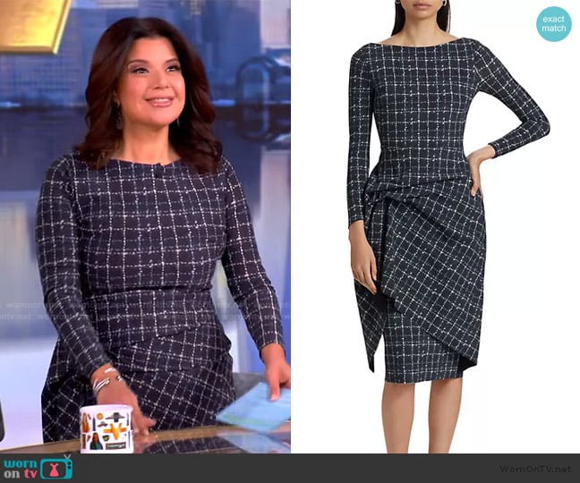 Chiara Boni La Petite Robe Alula Check Knotted Sheath Dress worn by Ana Navarro on The View