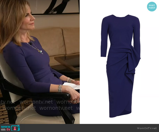 Chiara Boni La Petite Robe Gathered Side Midi-Dress in Iris worn by Natalie Morales on CBS Mornings