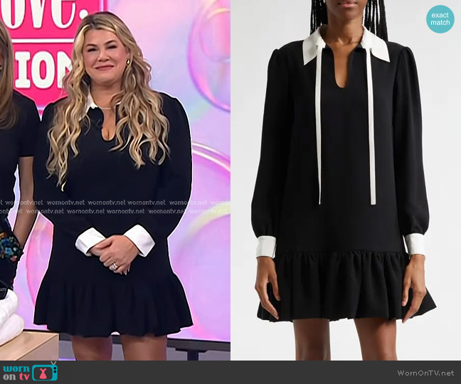 Cinq a Sept Cala Dress in Black/ Ivory worn by Heather McMahan on Today