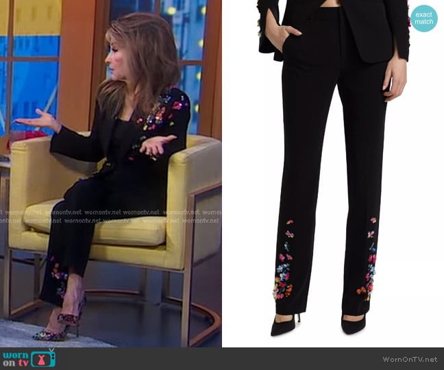 Cinq a Sept Paillette Vines Kerry Pants worn by Susan Lucci on Good Morning America