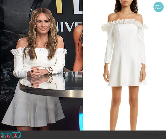 Cinq a Sept Tamra Off the Shoulder Long Sleeve Dress worn by Keltie Knight on E! News