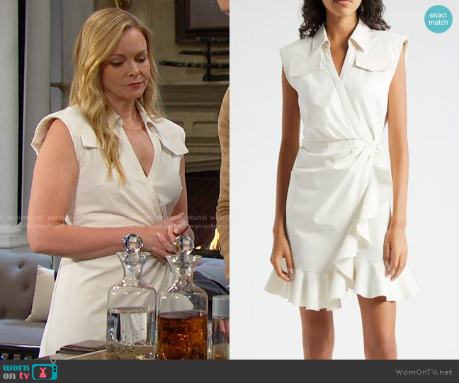 Cinq a Sept Zenni Ruffle Sleeveless Wrap Dress worn by Belle Brady (Martha Madison) on Days of our Lives