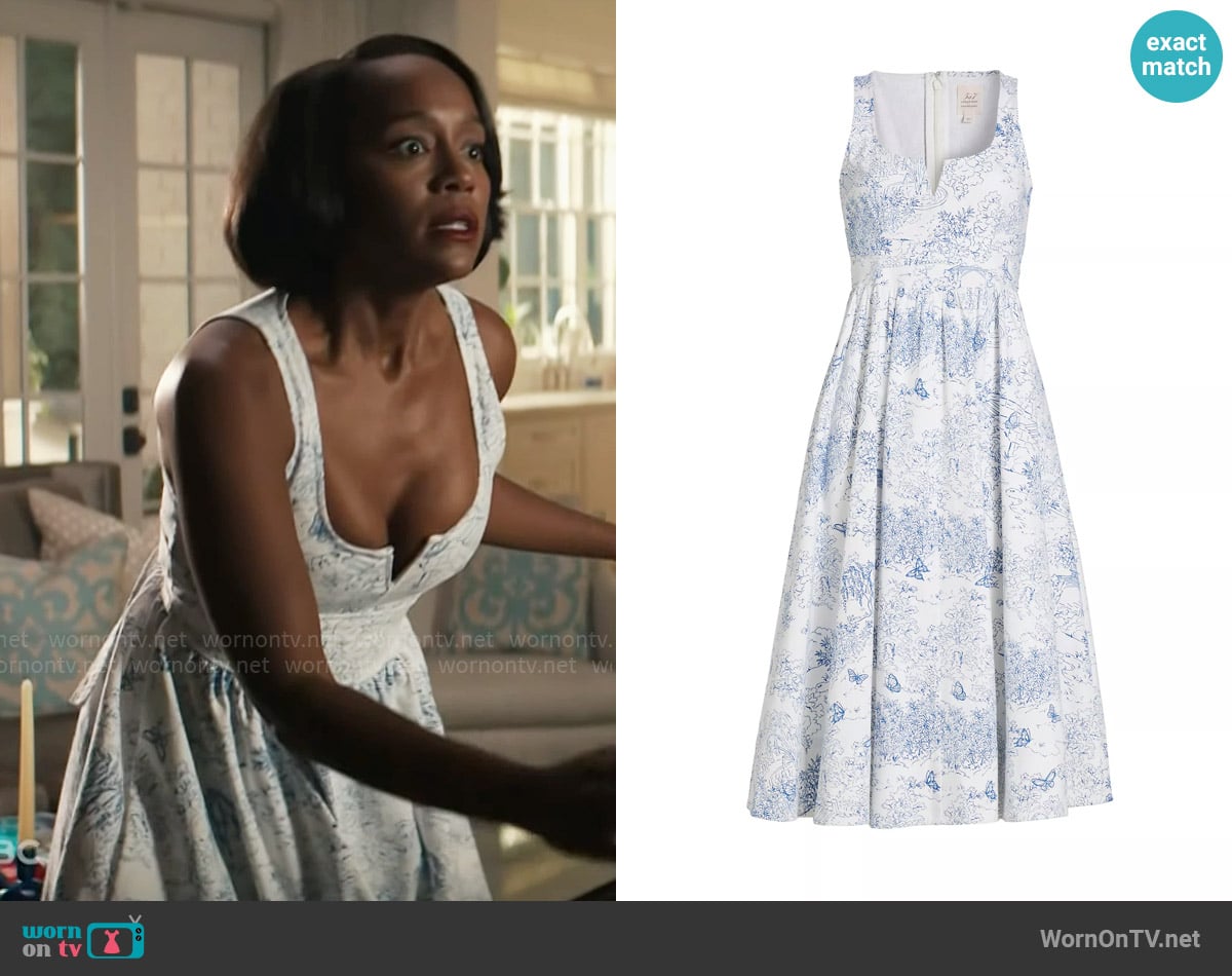 Cinq a Sept Ebba Garden Toile Dress worn by Catherine (Aja Naomi King) on Grosse Pointe Garden Society