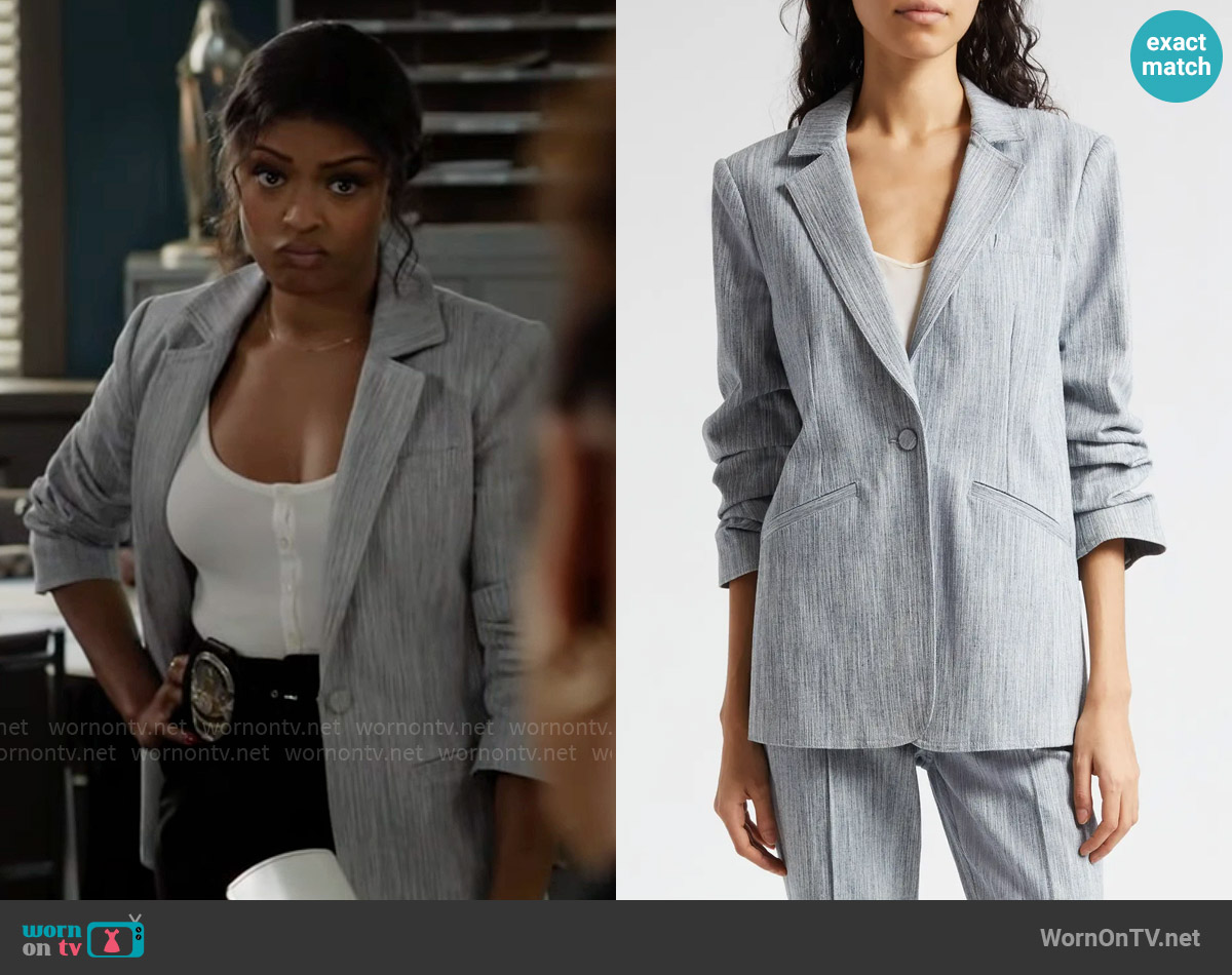 Cinq a Sept Khloe Blazer in Indigo/ White worn by Daphne (Javicia Leslie) on High Potential