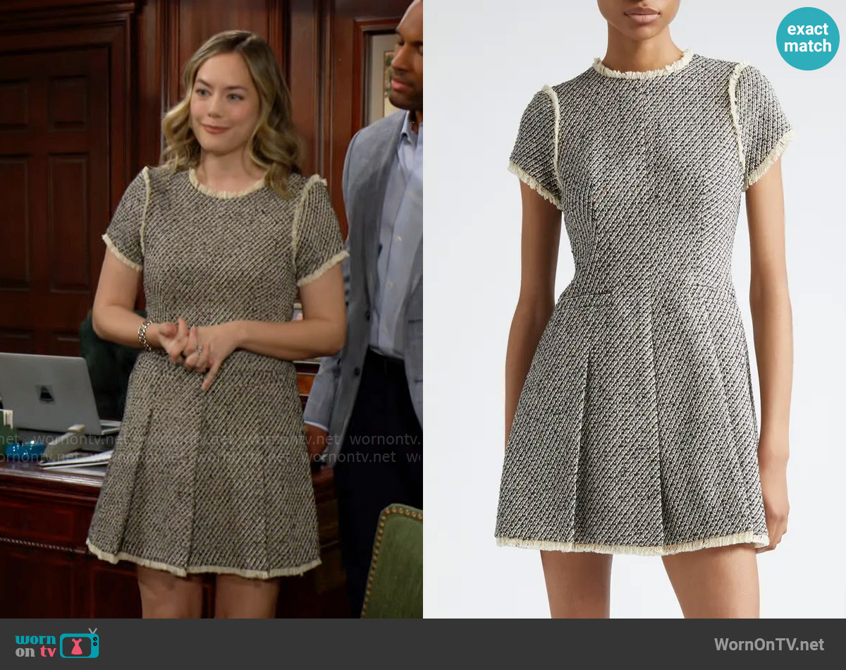Cinq a Sept Nova Dress in Black/ Gardenia worn by Hope Logan (Annika Noelle) on The Bold and the Beautiful